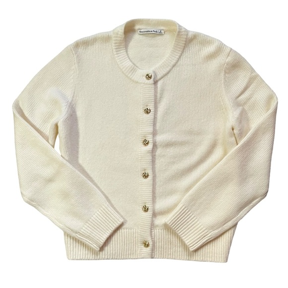 Abercrombie & Fitch Sweaters - Abercrombie & Fitch Cream Knit Gold Button Cardigan Sweater Medium NWT